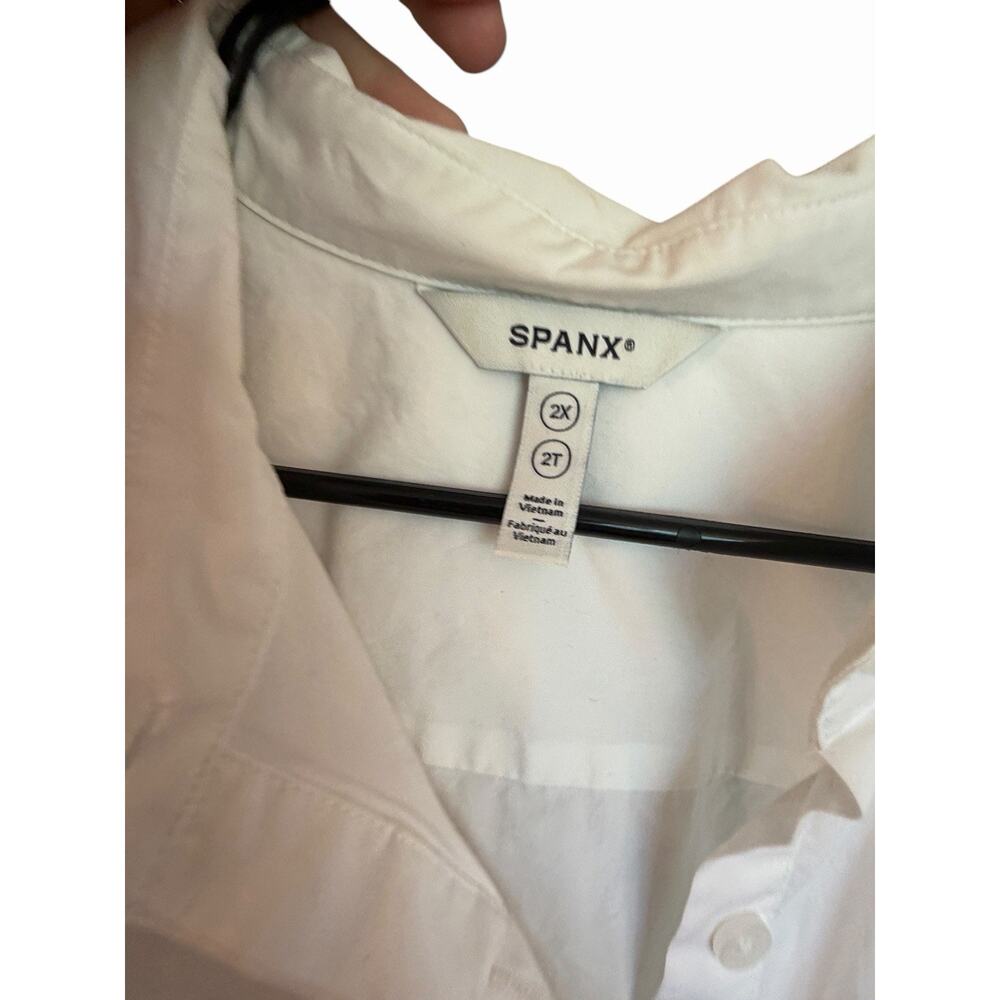 SPANX Oversized Poplin Button Down Shirt Womens Plus 2X white Long Sleeve Cotton - Picture 9 of 9